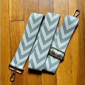 Chevron Moss Green & Beige Crossbody Guitar Purse Strap, Woven, Gold Hardware